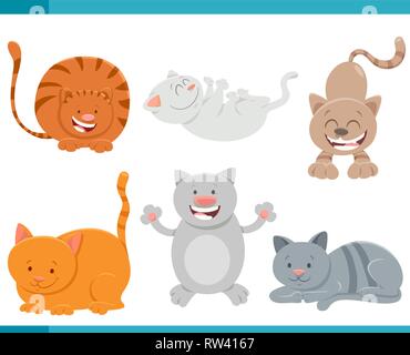 Cartoon Illustration of Cats or Kittens Funny Characters Set Stock Vector