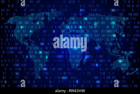 World Map Technology With Decryption and Encryption Binary Number Code ...