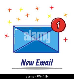 Flat line icon concept set of New Email, incoming message, sms. Vector. Stock Vector