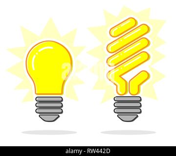 Light Bulb Line Flat Icon. Lighting Electric Lamp With Rays, Simple ...