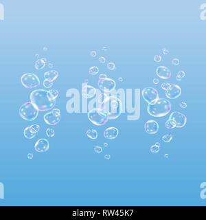 Bubbles on blue background, vector set Stock Vector