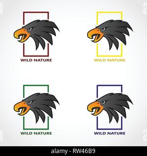 This logo is themed outdoors with the head of an eagle as its logo with a rectangular frame. This logo is good to use as a company logo. Stock Vector