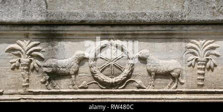 Sarcophagus. Mid 5th c. Courtyard of Bailica of San Vitale. Ravenna. Italy.