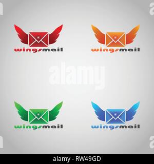 This logo has a mail that has wings on both sides. This logo is good for use as a company logo engaged in mail delivery services. Stock Vector