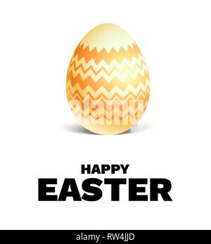 Happy Easter holiday card. Realistic colored Easter egg isolated. Festive vector illustration. Stock Vector