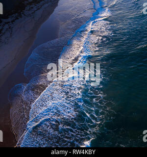 Waves, Sand, Ocean, Langre beach, Ribamontan al Mar, Cantabrian Sea, Cantabria, Spain, Europe Stock Photo