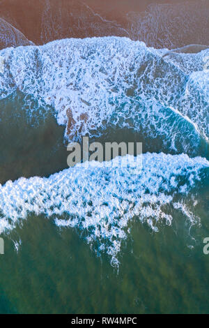 Waves, Sand, Ocean, Langre beach, Ribamontan al Mar, Cantabrian Sea, Cantabria, Spain, Europe Stock Photo