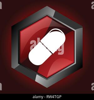 Drugs hexagonal glossy dark red and black web icon, vector illustration in eps 10 Stock Vector