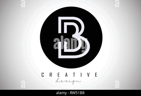 B Letter Logo Monogram Design. Creative B Letter Icon on Black Circle Vector Illustration. Stock Vector
