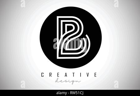 B Letter Logo Monogram Design. Creative B Letter Icon on Black Circle Vector Illustration. Stock Vector