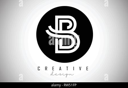 B Letter Logo Monogram Design. Creative B Letter Icon on Black Circle Vector Illustration. Stock Vector