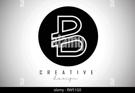 B Letter Logo Monogram Design. Creative B Letter Icon on Black Circle Vector Illustration. Stock Vector
