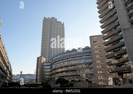 A view of housing blocks on the Barbican Estate in the City of London England UK  KATHY DEWITT Stock Photo