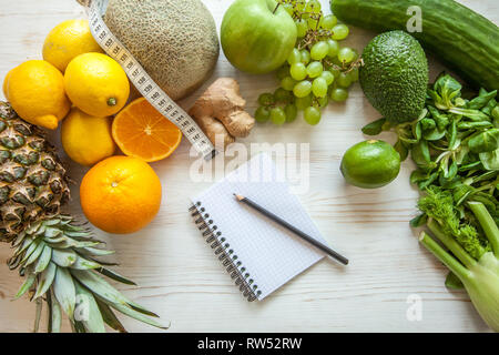 Top view of white soft measuring tape. Minimalist flat lay image