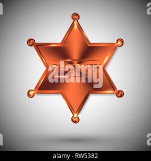 vector metal sheriff star isolated on white background. vector six-pointed star. Stock Vector