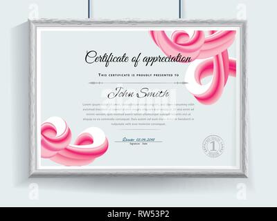 Official certificate with grey realistic border on snowflake background. Clean design, realistic effect shadow. Winter background Stock Vector