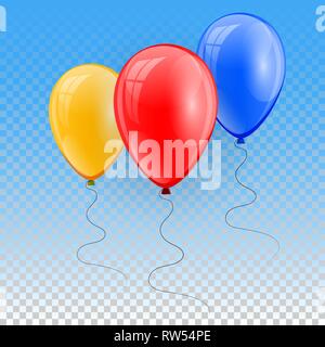 3d Realistic Colorful Balloon. Holiday illustration of flying glossy balloon. Vector Illustration. Stock Vector