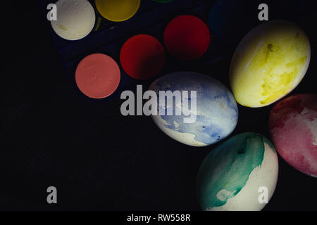 Set of poorly colored eggs Stock Photo