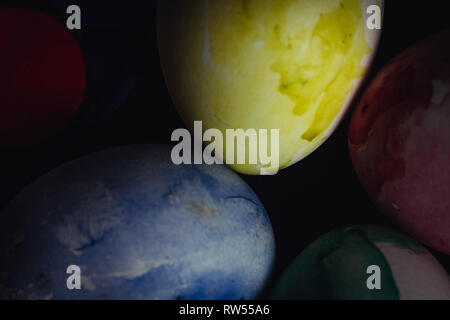 Set of poorly colored eggs Stock Photo