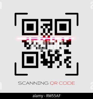 Vector QR code sample for smartphone scanning isolated on blue background. Stock Vector