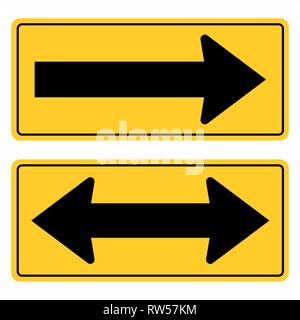 Road arrows sign isolated on white. Colorful illustration. Stock Vector