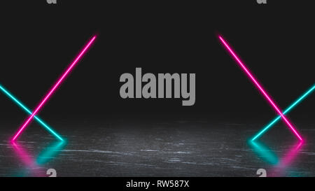 Pastel colored neon laser lights on ice. Background with copy space for product display.