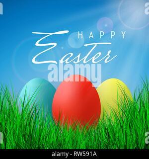 Happy Easter, Color Eggs Collection With Gradient Mesh, design template, Vector Illustration. Stock Vector