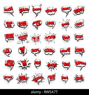 Comic text collection sound effects pop art style Stock Vector