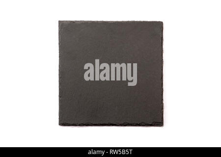 Isolated slate server/board/tray on white background with space for text. Slate texture top view. Different food arrangements available. Stock Photo