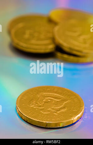 Kennedy half dollars chocolate candy Stock Photo