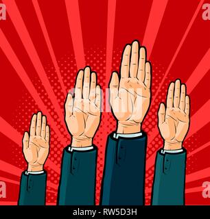 Approving vote. Voting, elections concept. Unanimous approval vector illustration Stock Vector