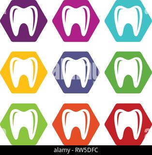 Tooth in mouth icons set 9 vector Stock Vector