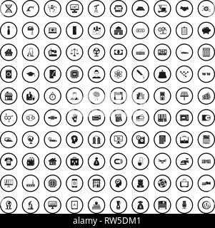 100 loans icons set, simple style  Stock Vector