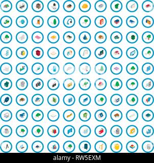 100 comfortable house icons set, isometric style Stock Vector