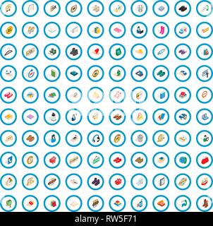 100 commercial icons set, isometric 3d style Stock Vector