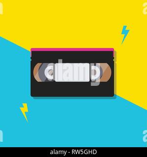 Stack of video cassette tapes. poster vector illustration Stock Vector