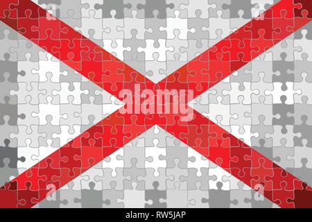 Alabama flag made of puzzle background - Illustration Stock Vector