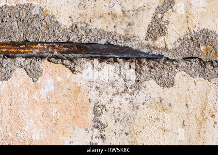 Destruction in Reinforced Concrete. Opening of Reinforcement Stock Photo