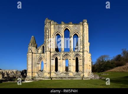 The ruins of the east aspect of Rievaulx Abbey Church. Stock Photo