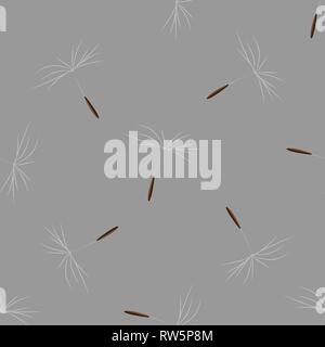 Floral print. Dandelions Silhouette Seamless Pattern Vector 10 eps Stock Vector