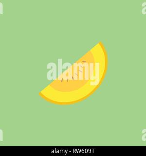 Melon slice on the light green background Stock Vector