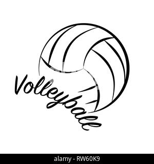 Black volleyball ball silhouette with sample text. eps10 Stock Vector ...