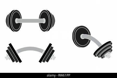 Dumbbell curved, without outline and colored Stock Vector