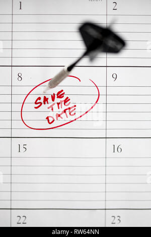Save the date text in calendar Stock Photo