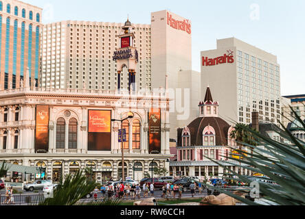 Las Vegas - July 08: Harrahs Hotel on July 8th, 2013 in Las Vegas. Harrahs Casino features over 1,200 slot machines, 80 table games, Keno, Bingo and a Stock Photo