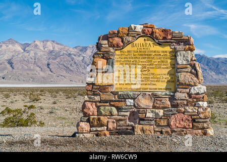 Roadside marker for the ghost town of Ballarat  along the Trona-Wildrose road in California. Stock Photo