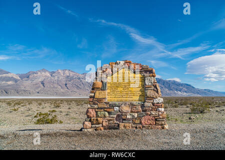 Roadside marker for the ghost town of Ballarat  along the Trona-Wildrose road in California. Stock Photo