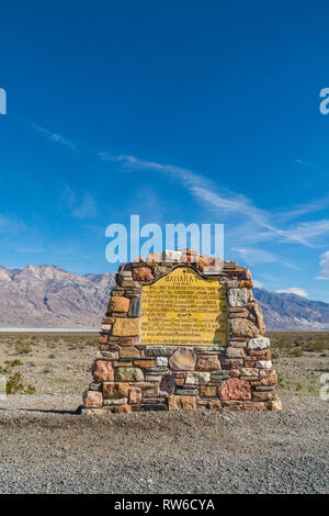 Roadside marker for the ghost town of Ballarat  along the Trona-Wildrose road in California. Stock Photo