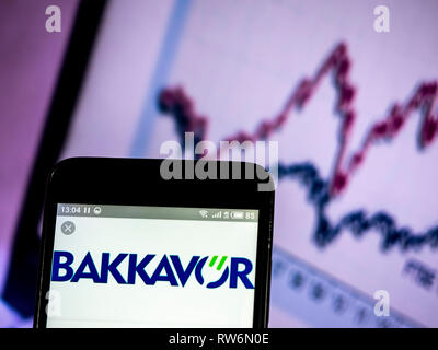 Bakkavor global provider of fresh prepared foods with manufacturing sites in the UK logo seen displayed on smart phone Stock Photo