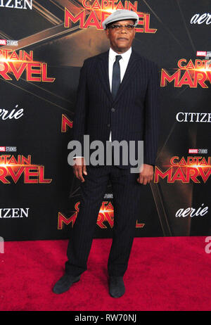 HOLLYWOOD, CA - MARCH 4: Actor Samuel L. Jackson attends the World Premiere of Marvel Studios 'Captain Marvel' on March 4, 2019 at El Capitan Theatre in Hollywood, California. Photo by Barry King/Alamy Live News Stock Photo